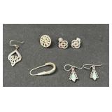 Sterling Silver Mixed Earrings & Single Lot
