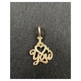 14K Gold I Love You Heart Pendant