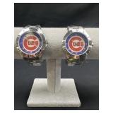 2 Chicago Cubs Wristwatches w/ Metal Bands