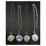 4 Pocket Watches w/ Chains Dad & Horse Designs