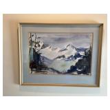 Mountain Landscape Watercolor style Painting