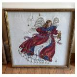 Framed Angel Cross Stitch Wall Art