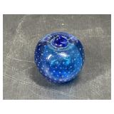 Blue Glass Apple Paperweight