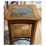 Slate Tile Top End Table with Shelf