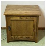 Oak End Table with Cabinet Storage