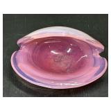 Pink & White Swirl Art Glass Shell Dish