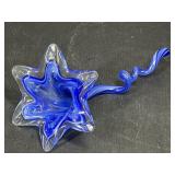 Blue Art Glass Flower w/ Twisted Stem