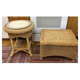 Wicker Side Table &  Footrest