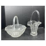 2 Clear Glass Baskets with Handles