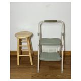 Step Ladder and Wooden Stool