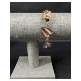 Sterling Silver Heart & Flower Link Bracelet