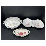 Vintage Floral China Serving Set w/ Covered Dish