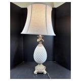 Ceramic Pineapple Style Table Lamp w/ Shade