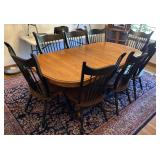 Oak Dining Table & Black Spindle Chairs