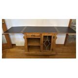Oak Drop Leaf Server Cabinet with Glass Door