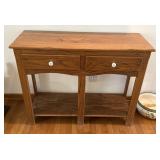 Oak Sofa Table w/ 2 Drawers & Shelf