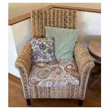 Woven Wicker Armchair w/ Cushions