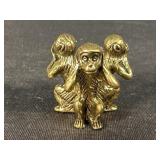 Hear No, Speak No, See No Monkey Brass Figure