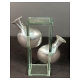 Modern Glass & Metal Bud Vase Sculpture