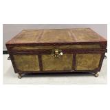Vintage Asian Clawfoot Brass & Wood Chest