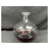 Large Glass Round Bottle with Faded Purple Bottom