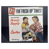 1953 7UP Fresh Up Times 24 Bottle Cardboard Sign