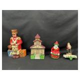 Cast Iron Door Stops, Bank, and Stocking Holder