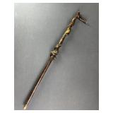 Folk Art Snake Carved Wood Cane w/ Handle