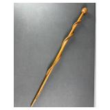 Folk Art Snake Carved Wood Walking Cane