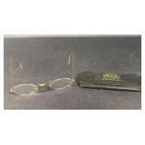 Antique Rimless Eyeglasses with Case