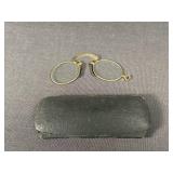 Antique Pince-Nez Eyeglasses & Case