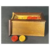 Wood Checkers Set Box with Red & Yellow Pieces