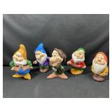 5 Disney Snow White Dwarf Figurines - 10"