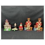 Cast Iron Door Stops, Bank, and Stocking Holder