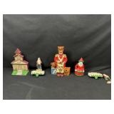 Cast Iron Door Stops, Bank, and Stocking Holder