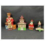 Cast Iron Door Stops, Bank, and Stocking Holder