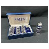 Vintage Eales 1779 Blue Glass Shakers Set