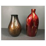 2 Decorative Art Glass Style Vases