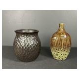 2 Decorative Glazed Ceramic Vases