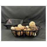 3 Metal Baskets with Decorative