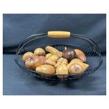Large Centerpiece Basket of Wooden Fruit Decor