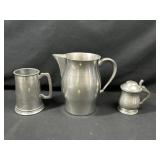 Woodbury Pewter Pitcher, Stein & Lidded Mug