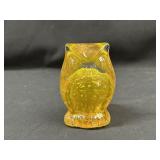 Yellow Glass Owl Paper Weight