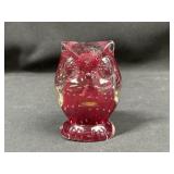 Red Glass Owl Paper Weight