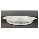 Pyrex Divided Casserole Dish Black Scroll