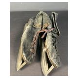 Vintage Ice Skates Leather Boots Size 10