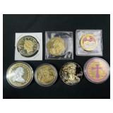 (7) Misc Gold Plated Collector Coins