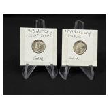 (2) 1941 & 1945 Mercury Dime Nice