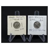 (2) 1942 & 1943 Mercury Dime Nice