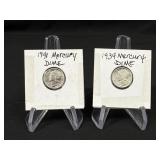 (2) 1939 & 1941 Mercury Dime Nice